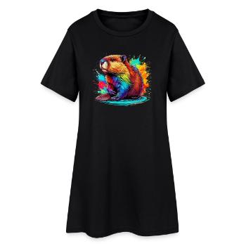 Castor - Robe T-shirt Femme - noir - Devant