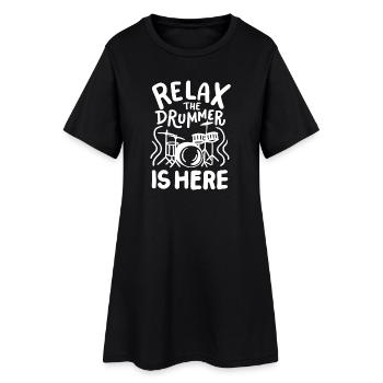 Schlagzeuger Schlagzeug Trommeln - Frauen T-Shirt-Kleid - Schwarz - Vorne
