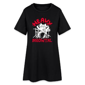 Schlagzeug Katze Schlagzeuger - Frauen T-Shirt-Kleid - Schwarz - Vorne