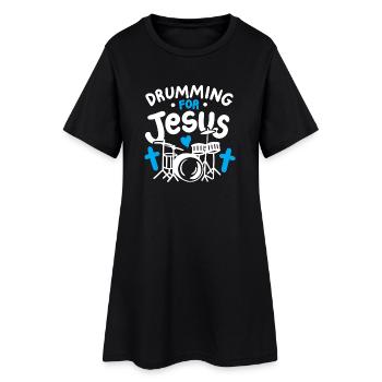 Schlagzeug Christlicher Schlagzeuger - Frauen T-Shirt-Kleid - Schwarz - Vorne