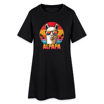 Alpapa - Alpaca Retro Sunset - Women’s T-Shirt Dress - black - Front