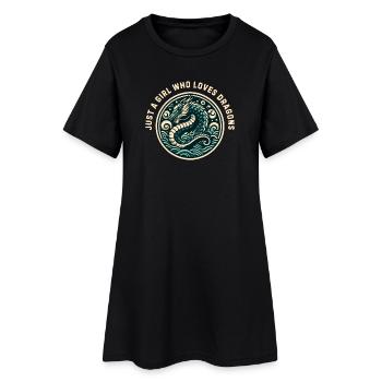 Juste une fille qui aime les dragons - Robe T-shirt Femme - noir - Devant