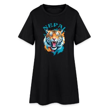 Nepalesischer Tiger - Frauen T-Shirt-Kleid - Schwarz - Vorne