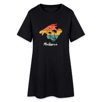 Vacances à Majorque Îles Baléares design vintage rétro - Robe T-shirt Femme - noir - Devant