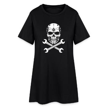 crane, tête de mort pirate mécanicien, mécano - Robe T-shirt Femme - noir - Devant