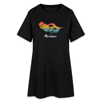 Madère carte contour Portugal vacances rétro vintage - Robe T-shirt Femme - noir - Devant
