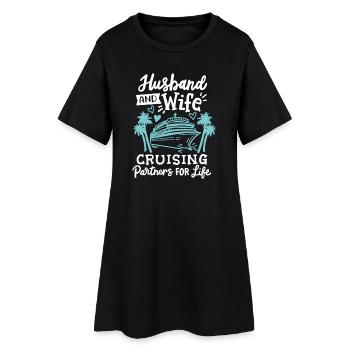 Ehemann Ehefrau Kreuzfahrt Urlaub - Frauen T-Shirt-Kleid - Schwarz - Vorne