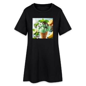 Minz-Eis - Frauen T-Shirt-Kleid - Schwarz - Vorne