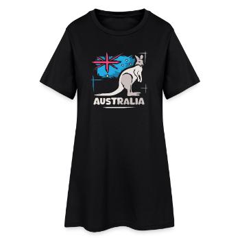 Australie Kangourou Bande dessinée Drapeau Nature Animaux Logo - Robe T-shirt Femme - noir - Devant