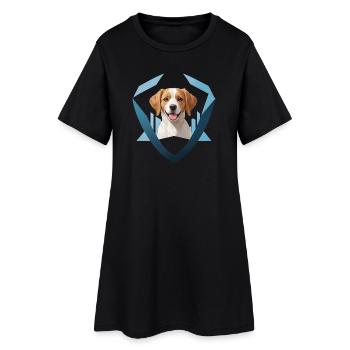 Chiot souriant encadré géométriquement - Robe T-shirt Femme - noir - Devant