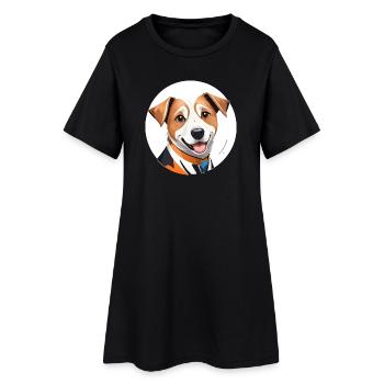 Portrait de chien amical stylisé - Robe T-shirt Femme - noir - Devant