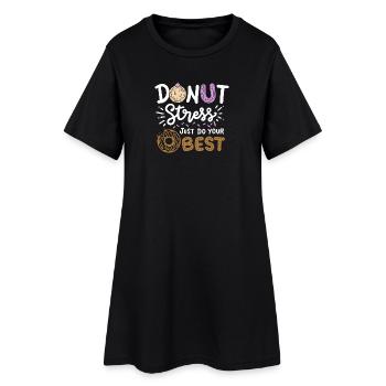 Donut-Testtag - Frauen T-Shirt-Kleid - Schwarz - Vorne