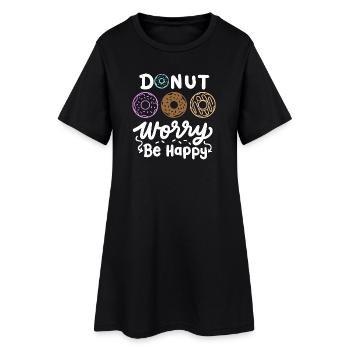 Donut inspirierender Donut - Frauen T-Shirt-Kleid - Schwarz - Vorne