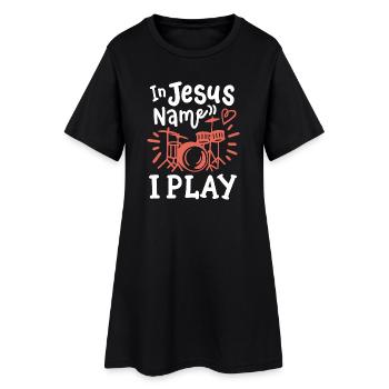 Schlagzeug Schlagzeuger - Frauen T-Shirt-Kleid - Schwarz - Vorne