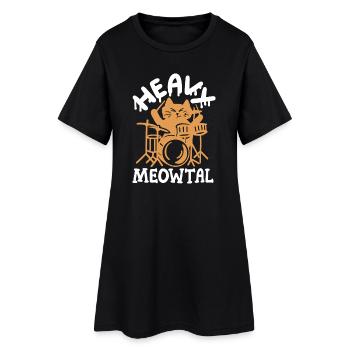 Schlagzeuger Katze - Frauen T-Shirt-Kleid - Schwarz - Vorne
