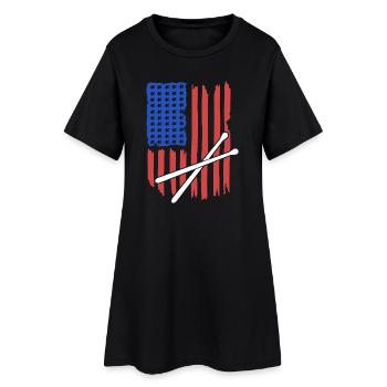 Drumstick Amerikanische Flagge - Frauen T-Shirt-Kleid - Schwarz - Vorne