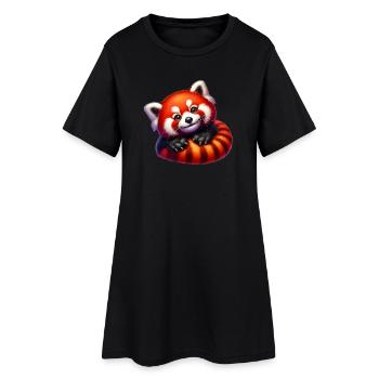 Petit panda - Robe T-shirt Femme - noir - Devant
