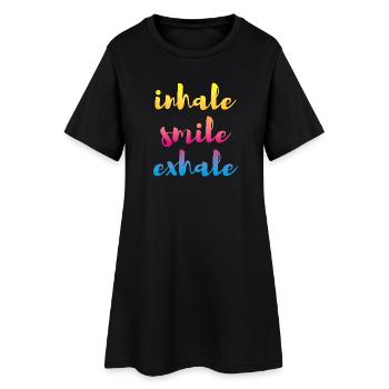 Inhaler Exhale Cours de yoga Méditation Coloré - Robe T-shirt Femme - noir - Devant