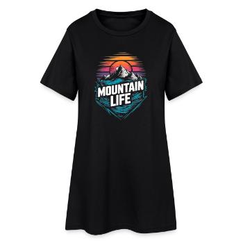 Montagnes énergiques et coucher de soleil - Robe T-shirt Femme - noir - Devant