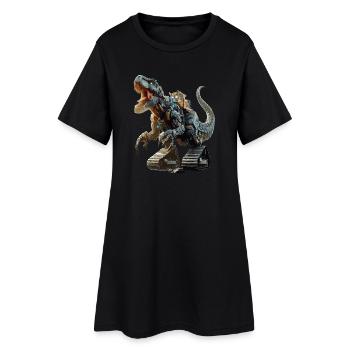 Bagger T-Rex Dinosaurier - Frauen T-Shirt-Kleid - Schwarz - Vorne