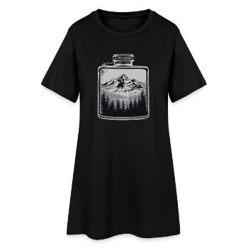 Nature Landscape Outdoor Mountain Landscape Hip Flask - Women’s T-Shirt Dress - black - Front