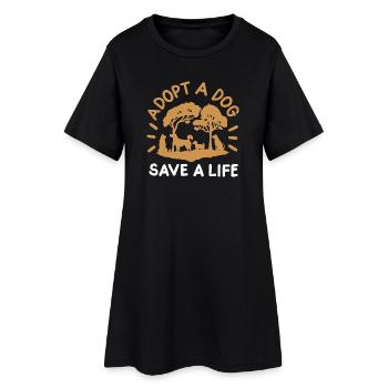 Hund adoptieren Rettung - Frauen T-Shirt-Kleid - Schwarz - Vorne