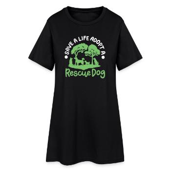 Hunderettung Hundeadoption - Frauen T-Shirt-Kleid - Schwarz - Vorne