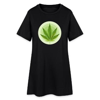 Feuille Cannabis Grafique Circulaire - Robe T-shirt Femme - noir - Devant
