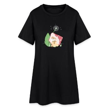 fille champignon en couleur - Robe T-shirt Femme - noir - Devant