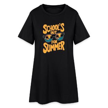Summer sale with sunglasses and palm tree design - Women’s T-Shirt Dress - black - Front