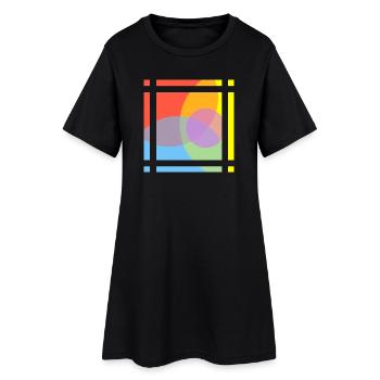 Jeu géométrique de couleurs - Robe T-shirt Femme - noir - Devant