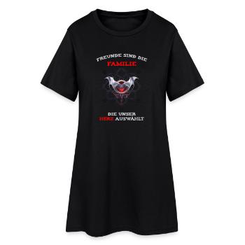 Herz und Fledermaus Familienmotiv - Frauen T-Shirt-Kleid - Schwarz - Vorne