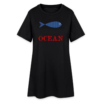 POISSON. POISSON D'AVRIL. VACANCES. ETE. HUMOUR - Robe T-shirt Femme - noir - Devant
