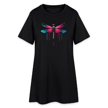 Libelle - Frauen T-Shirt-Kleid - Schwarz - Vorne