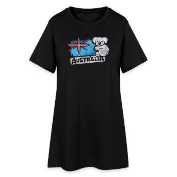 Australia Koala Comic Bear Nature Animal Logo Cartoon - Women’s T-Shirt Dress - black - Front