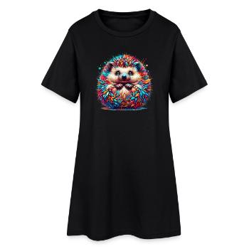 Igel - Frauen T-Shirt-Kleid - Schwarz - Vorne