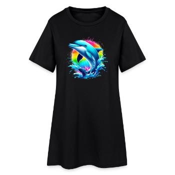 Delfin - Frauen T-Shirt-Kleid - Schwarz - Vorne