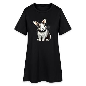 Adorable bunny illustration - Women’s T-Shirt Dress - black - Front
