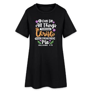 Christlich Glaube Bibelvers - Frauen T-Shirt-Kleid - Schwarz - Vorne