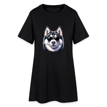 Cool husky with sunglasses - Women’s T-Shirt Dress - black - Front
