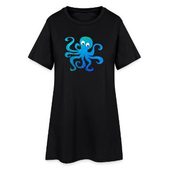 Oktopus Tintenfisch Comic Struktur Meer Ozean Tier - Frauen T-Shirt-Kleid - Schwarz - Vorne