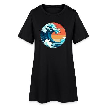 Vague Japon - Robe T-shirt Femme - noir - Devant