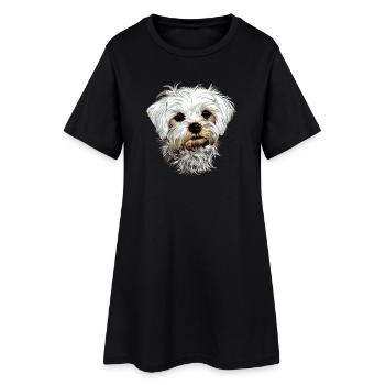 Maltais Petit Chien Maltais Amour Doux Maltais - Robe T-shirt Femme - noir - Devant