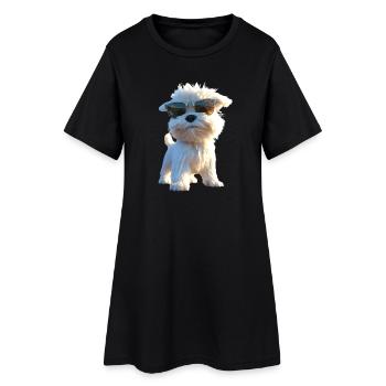 Maltais Petit Chien Maltais Amour Doux Maltais - Robe T-shirt Femme - noir - Devant