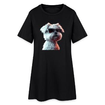 Maltais Petit Chien Maltais Amour Doux Maltais - Robe T-shirt Femme - noir - Devant