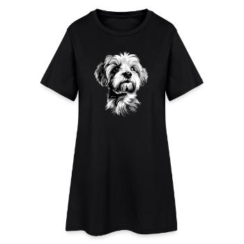 Maltais Petit Chien Maltais Amour Doux Maltais - Robe T-shirt Femme - noir - Devant