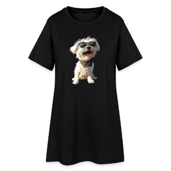 Maltais Petit Chien Maltais Amour Doux Maltais - Robe T-shirt Femme - noir - Devant