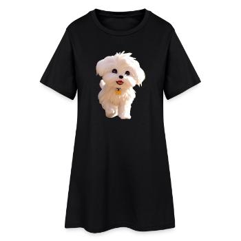 Maltais Petit Chien Maltais Amour Doux Maltais - Robe T-shirt Femme - noir - Devant