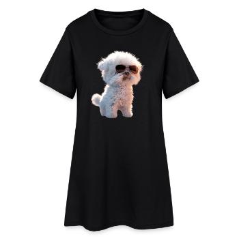 Maltais Petit Chien Maltais Amour Doux Maltais - Robe T-shirt Femme - noir - Devant