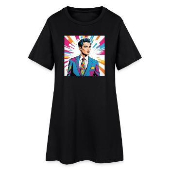 Portrait style pop art homme élégant - Robe T-shirt Femme - noir - Devant